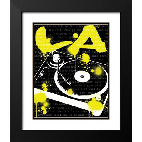 LA Turn Table Black Modern Wood Framed Art Print with Double Matting by Harbick, N