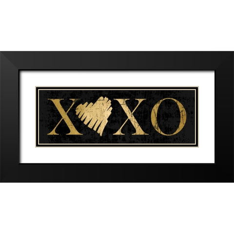Gold XOXO Black Modern Wood Framed Art Print with Double Matting by Harbick, N.