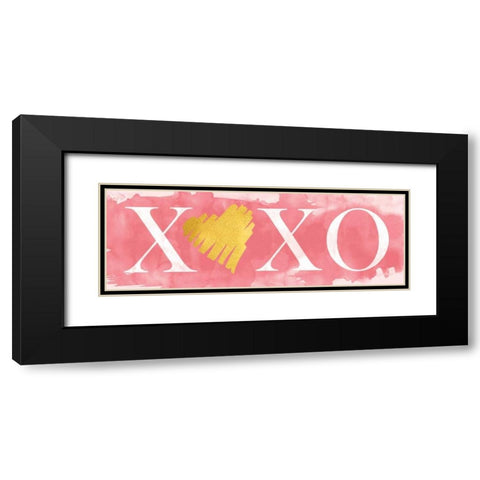 Pink XOXO Black Modern Wood Framed Art Print with Double Matting by Harbick, N.
