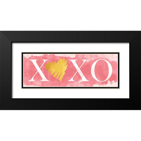 Pink XOXO Black Modern Wood Framed Art Print with Double Matting by Harbick, N.