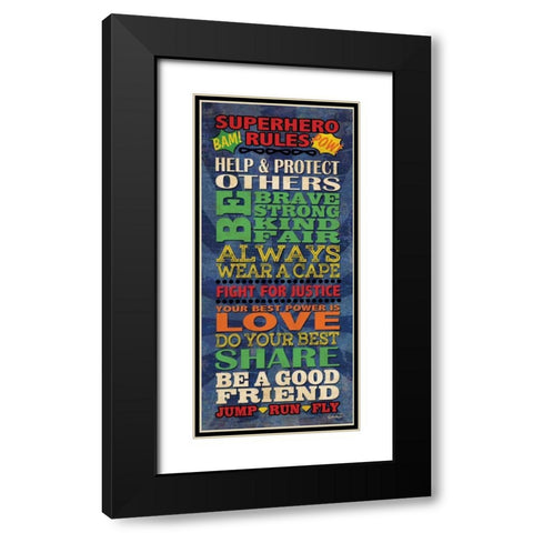 Superhero Rules Panel Black Modern Wood Framed Art Print with Double Matting by Harbick, N.