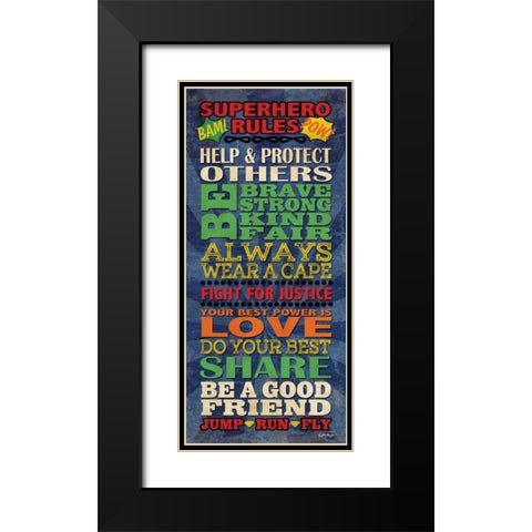 Superhero Rules Panel Black Modern Wood Framed Art Print with Double Matting by Harbick, N.