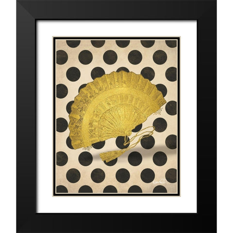 Vintage Gold Fan Black Modern Wood Framed Art Print with Double Matting by Harbick, N.