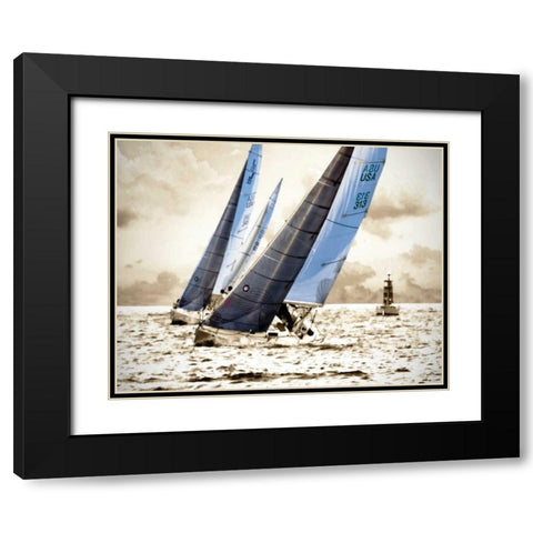Racing Waters I Black Modern Wood Framed Art Print with Double Matting by Hausenflock, Alan