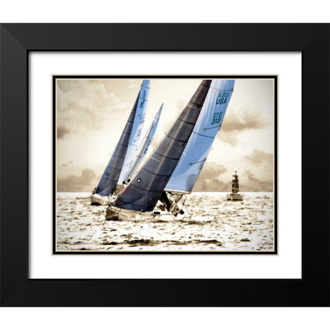 Racing Waters I Black Modern Wood Framed Art Print with Double Matting by Hausenflock, Alan