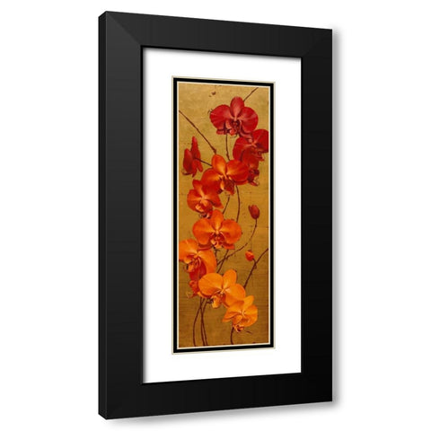 Golden Orchids I Black Modern Wood Framed Art Print with Double Matting by Catlett, Kenneth