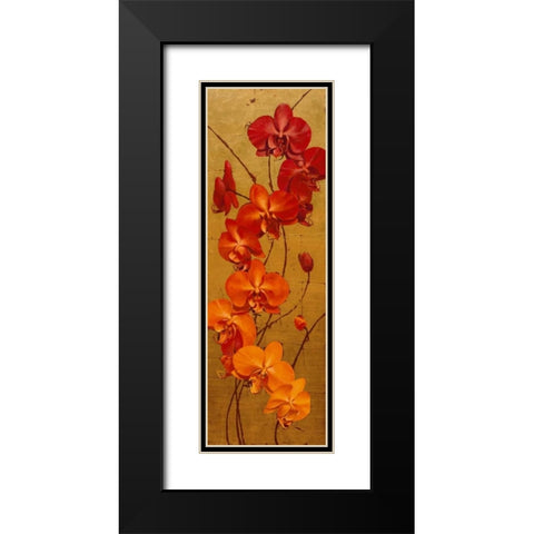 Golden Orchids I Black Modern Wood Framed Art Print with Double Matting by Catlett, Kenneth