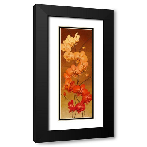 Golden Orchids II Black Modern Wood Framed Art Print with Double Matting by Catlett, Kenneth