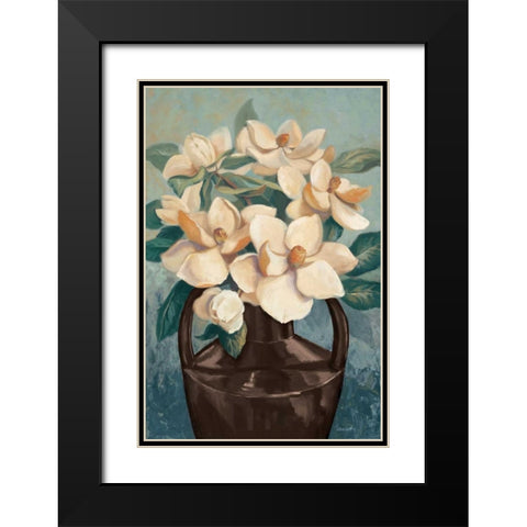 Peony Mist Black Modern Wood Framed Art Print with Double Matting by Jeffrey, Jillian