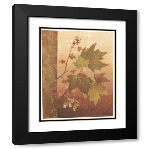 Maple Leaves Black Modern Wood Framed Art Print with Double Matting by Jeffrey, Jillian