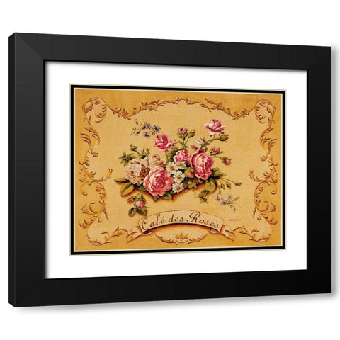 Cafe des Roses Black Modern Wood Framed Art Print with Double Matting by Jones, Catherine