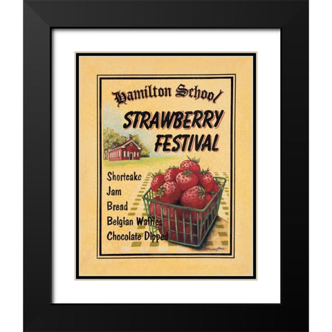 Strawberry Festival Black Modern Wood Framed Art Print with Double Matting by Jones, Catherine