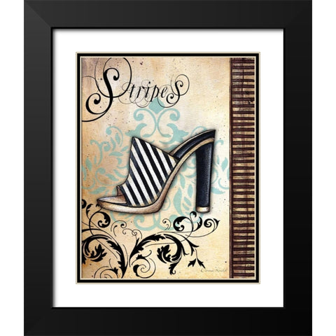 Stripes Black Modern Wood Framed Art Print with Double Matting by Knold, Donna