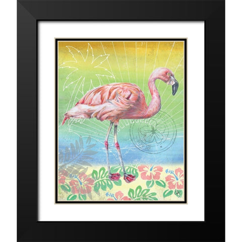 Summer Splash Flamingo Black Modern Wood Framed Art Print with Double Matting by K, Onna