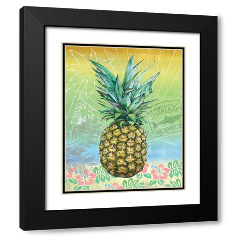 Summer Splash Pineapple Black Modern Wood Framed Art Print with Double Matting by K, Onna