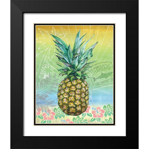 Summer Splash Pineapple Black Modern Wood Framed Art Print with Double Matting by K, Onna