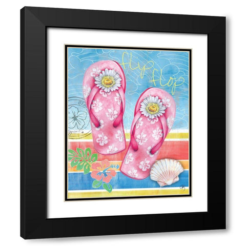 Summer Splash Flip Flops Black Modern Wood Framed Art Print with Double Matting by K, Onna