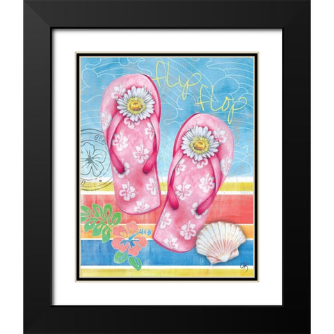 Summer Splash Flip Flops Black Modern Wood Framed Art Print with Double Matting by K, Onna