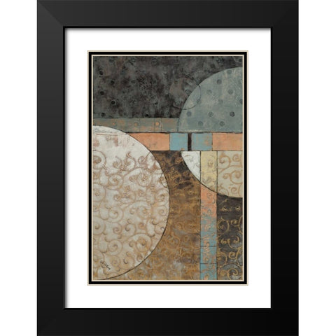 Geo Round Squared I Black Modern Wood Framed Art Print with Double Matting by Kime, John