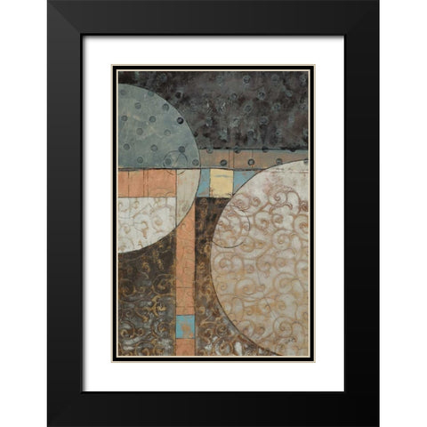Geo Round Squared II Black Modern Wood Framed Art Print with Double Matting by Kime, John