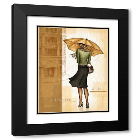 Golden Rain Paris Black Modern Wood Framed Art Print with Double Matting by Laliberte, Andrea
