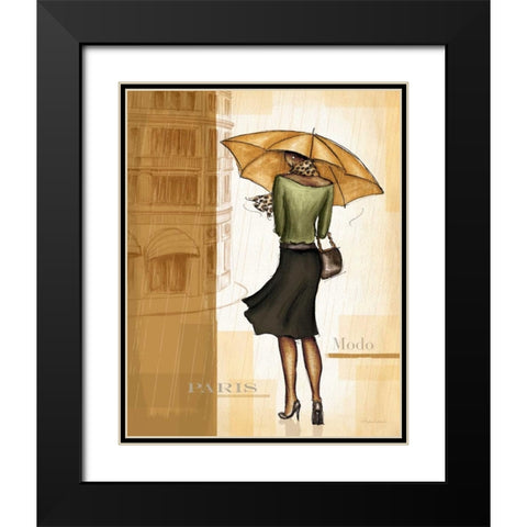 Golden Rain Paris Black Modern Wood Framed Art Print with Double Matting by Laliberte, Andrea