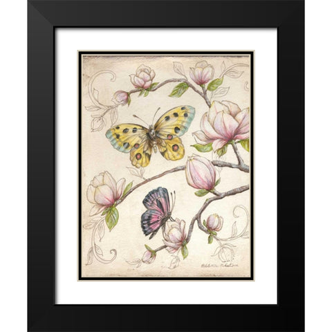 Le Jardin Butterfly V Black Modern Wood Framed Art Print with Double Matting by McRostie, Kate