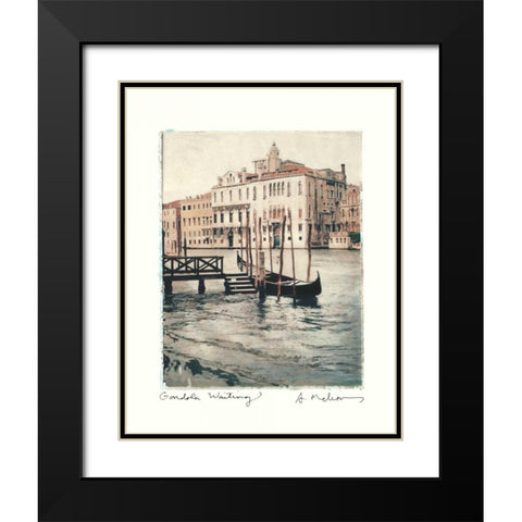 Gondola Waiting Black Modern Wood Framed Art Print with Double Matting by Melious, Amy