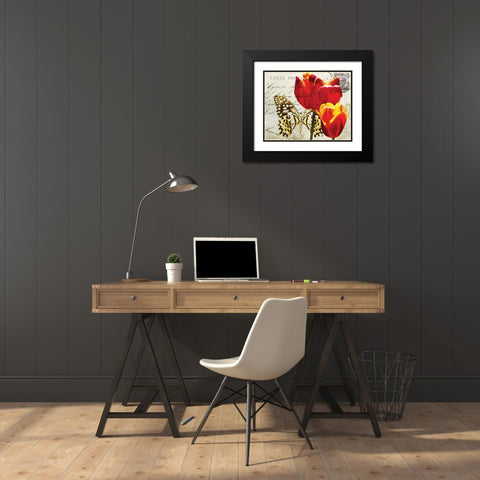 Carte Postale Tulip II Black Modern Wood Framed Art Print with Double Matting by Melious, Amy