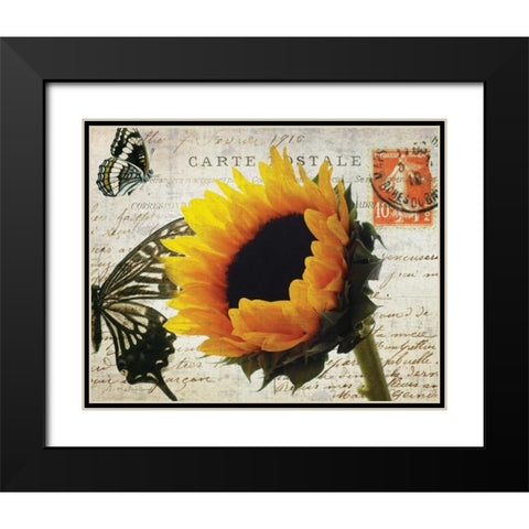 Carte Postale Sunflower Black Modern Wood Framed Art Print with Double Matting by Melious, Amy