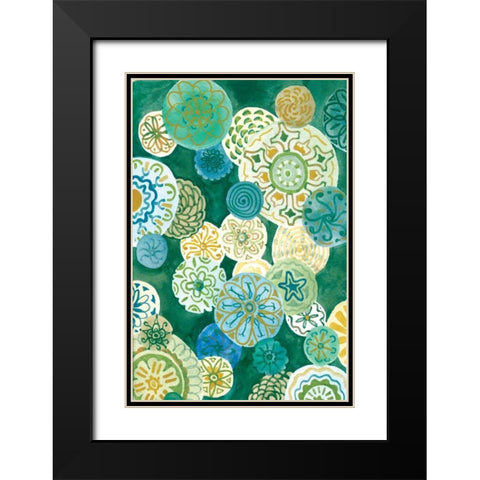Indigo Medallion Black Modern Wood Framed Art Print with Double Matting by Ferry, Margaret
