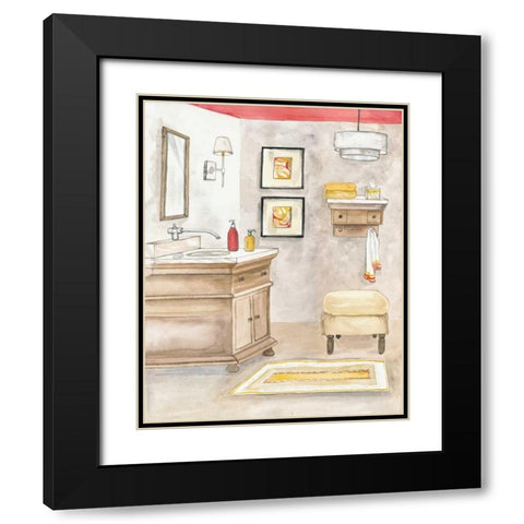 Watercolor Bath I Black Modern Wood Framed Art Print with Double Matting by Ferry, Margaret