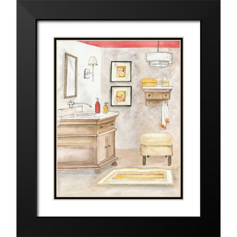 Watercolor Bath I Black Modern Wood Framed Art Print with Double Matting by Ferry, Margaret