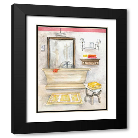 Watercolor Bath II Black Modern Wood Framed Art Print with Double Matting by Ferry, Margaret