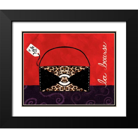 Leopard Handbag II Black Modern Wood Framed Art Print with Double Matting by Matla, Jennifer