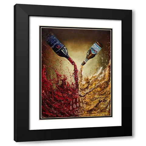 Pouring it Down Black Modern Wood Framed Art Print with Double Matting by Monahan, Jodi