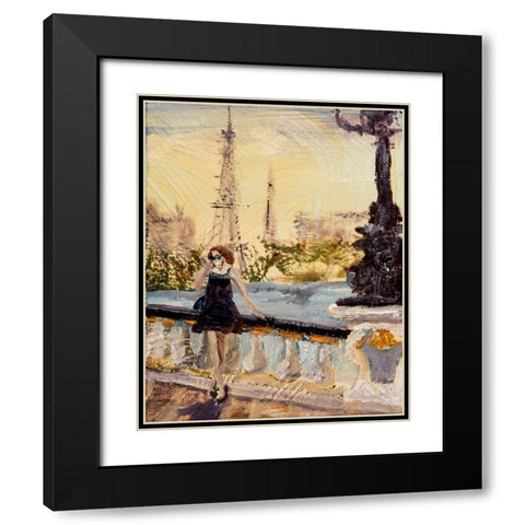 Love Paris Black Modern Wood Framed Art Print with Double Matting by Monahan, Jodi