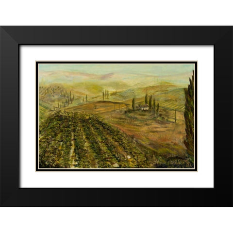 Italian Vineyard Black Modern Wood Framed Art Print with Double Matting by Monahan, Jodi