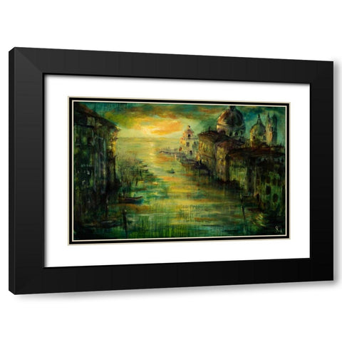 Venezia Basilica Black Modern Wood Framed Art Print with Double Matting by Monahan, Jodi