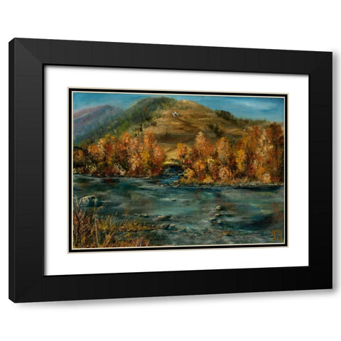 Fall Comes Black Modern Wood Framed Art Print with Double Matting by Monahan, Jodi