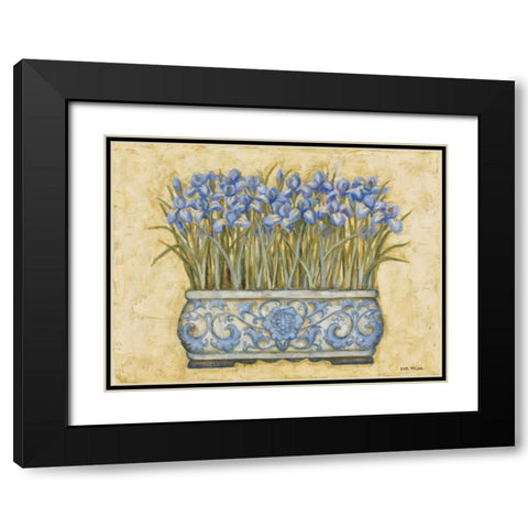Blue Irises Black Modern Wood Framed Art Print with Double Matting by Misa, Eva