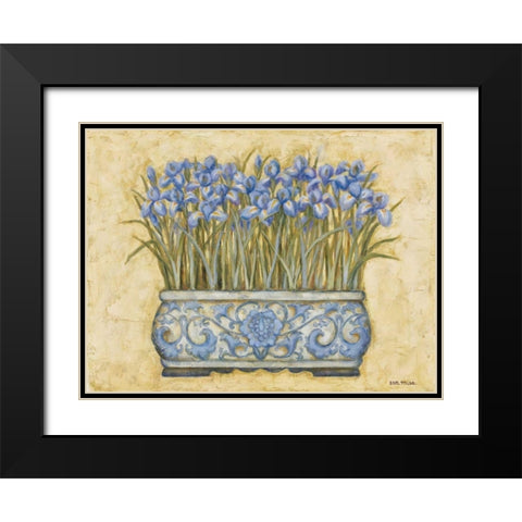 Blue Irises Black Modern Wood Framed Art Print with Double Matting by Misa, Eva