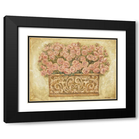 Pink Roses Black Modern Wood Framed Art Print with Double Matting by Misa, Eva
