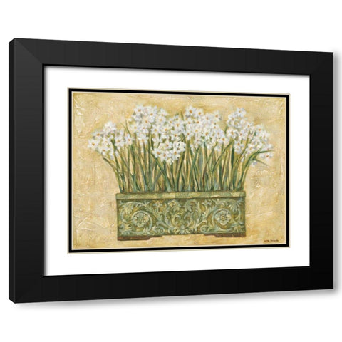 White Narcissus Black Modern Wood Framed Art Print with Double Matting by Misa, Eva