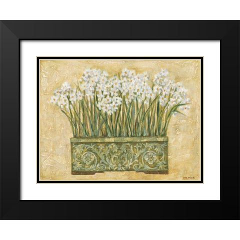White Narcissus Black Modern Wood Framed Art Print with Double Matting by Misa, Eva