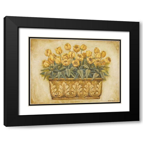 Yellow Tulips Black Modern Wood Framed Art Print with Double Matting by Misa, Eva
