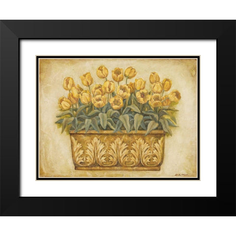 Yellow Tulips Black Modern Wood Framed Art Print with Double Matting by Misa, Eva
