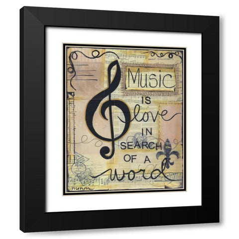 Music Is Love Black Modern Wood Framed Art Print with Double Matting by Martin, Monica