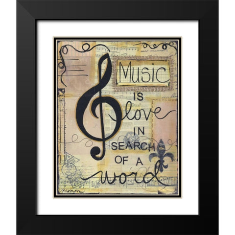 Music Is Love Black Modern Wood Framed Art Print with Double Matting by Martin, Monica