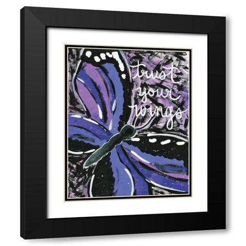 Trust Your Wings Black Modern Wood Framed Art Print with Double Matting by Martin, Monica